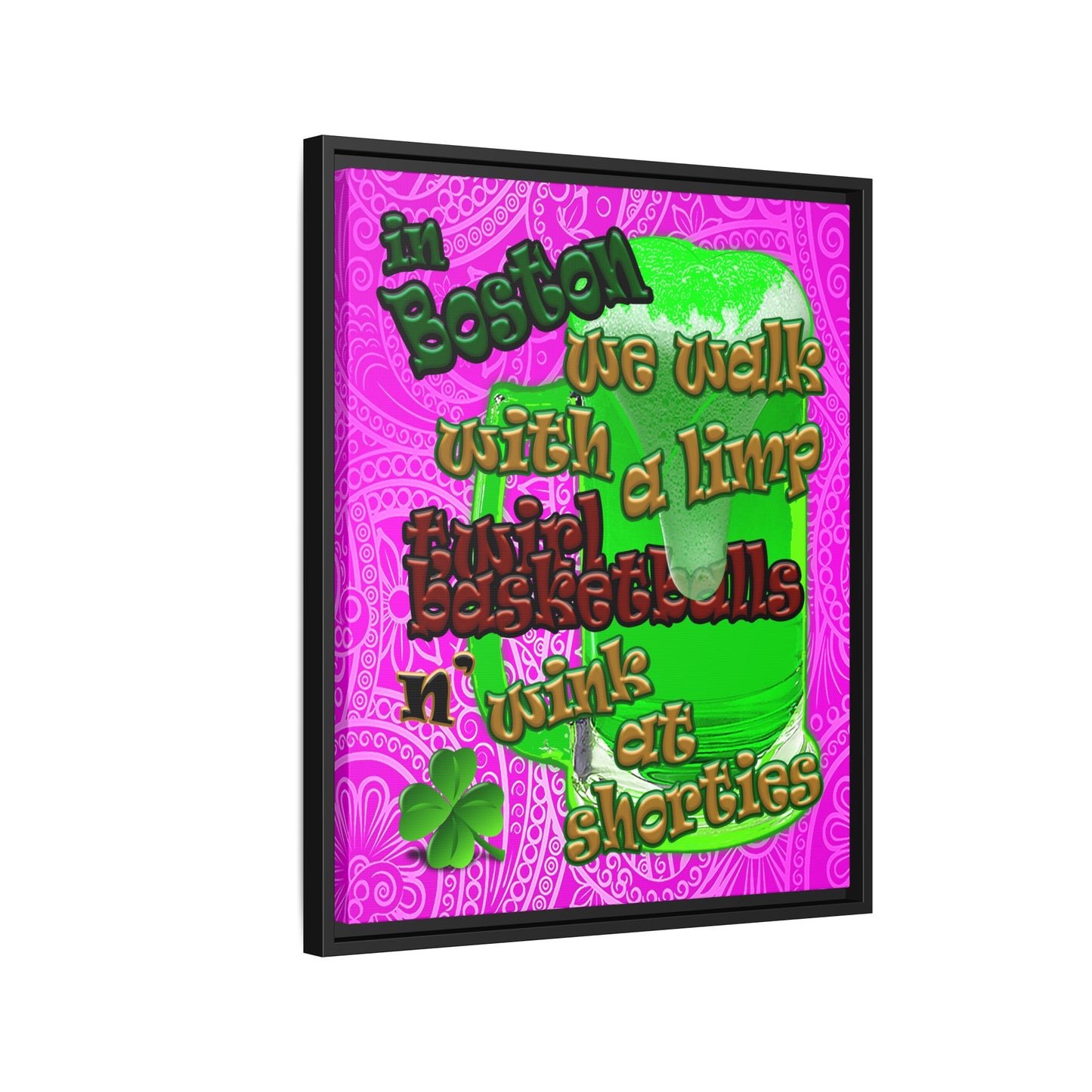 celtics logo - framed canvas art (pink swirl)