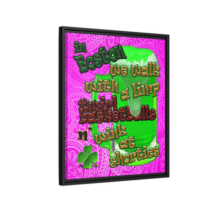 celtics logo - framed canvas art (pink swirl)
