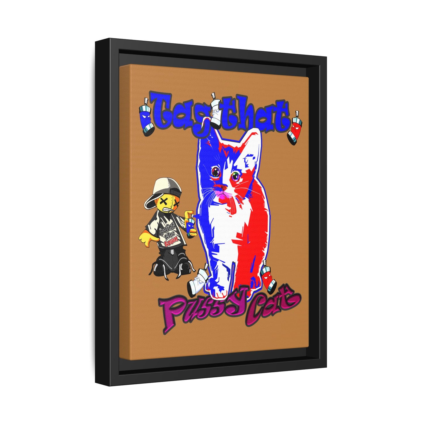 tag that - framed canvas art (light brown)