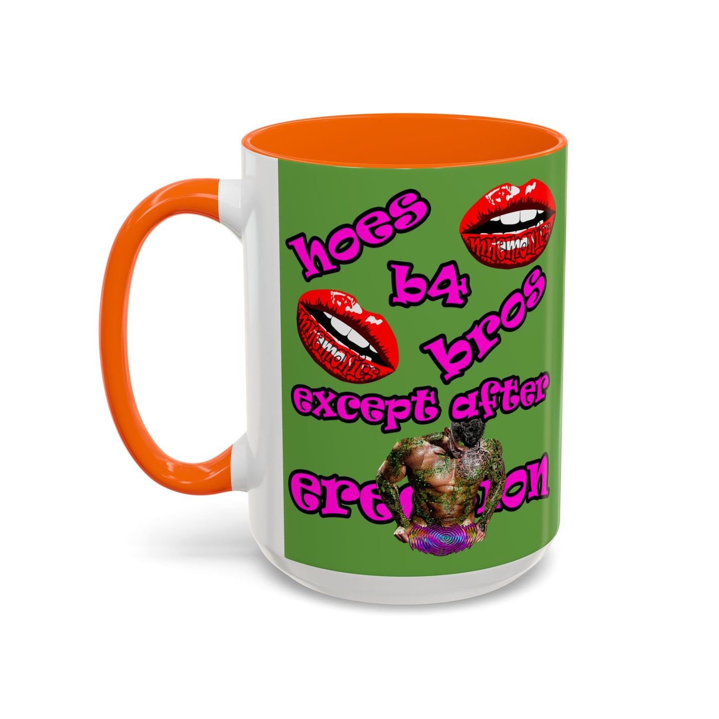 hoes b4 bros - Accent Mug (green)