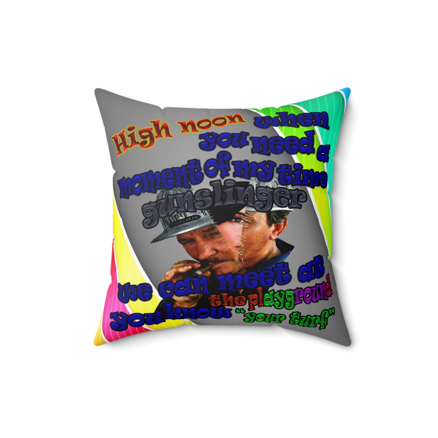 high noon - Spun Polyester Square Pillow - (rainbow split)