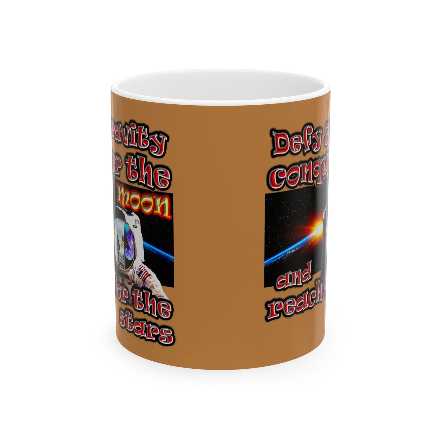 defy conquer reach - White Mug (light brown)