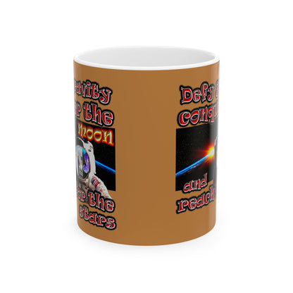 defy conquer reach - White Mug (light brown)