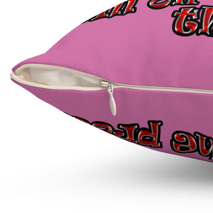 schrodinger's cat - Spun Polyester Square Pillow - (light pink)