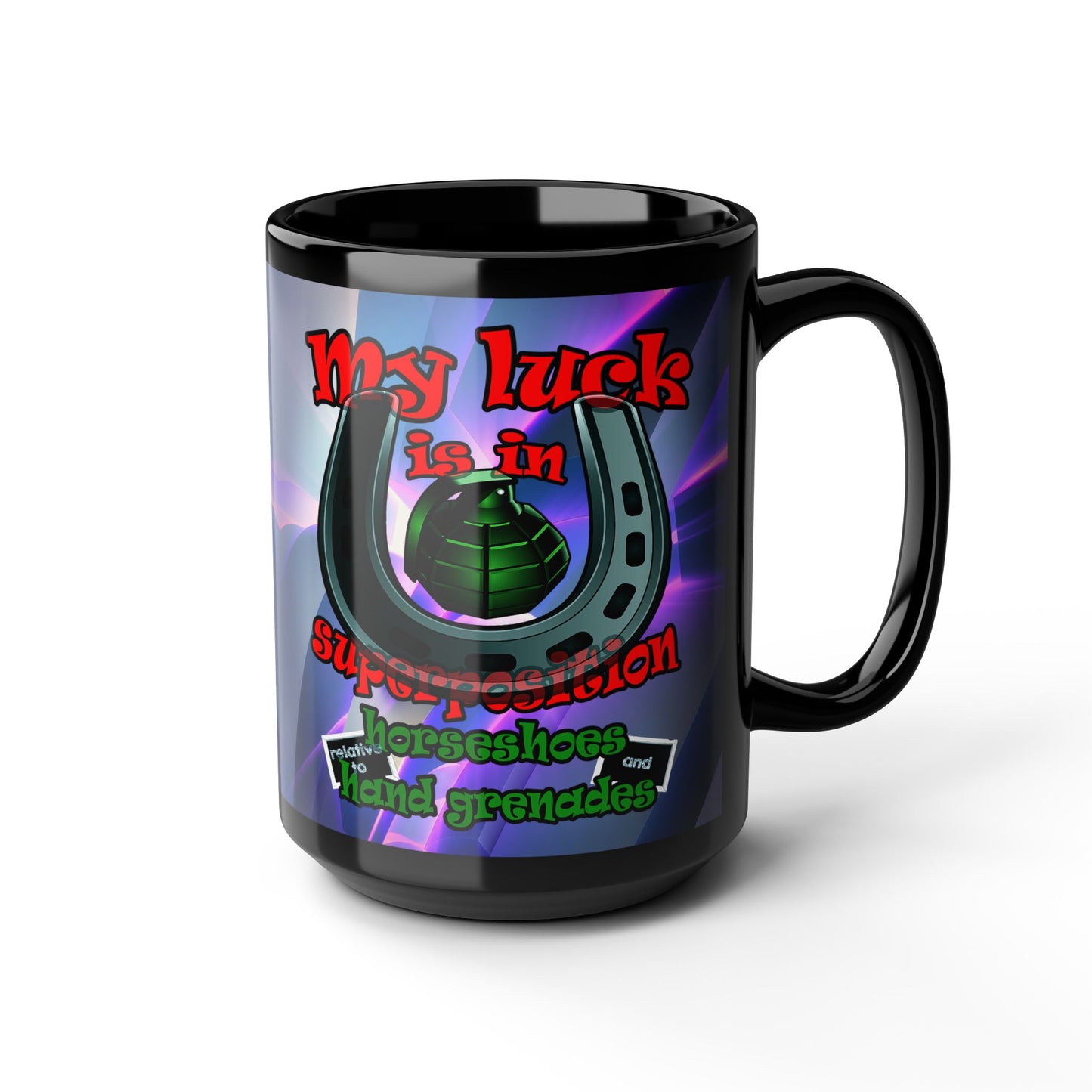 my luck - Black Mug (grey-pink wave)
