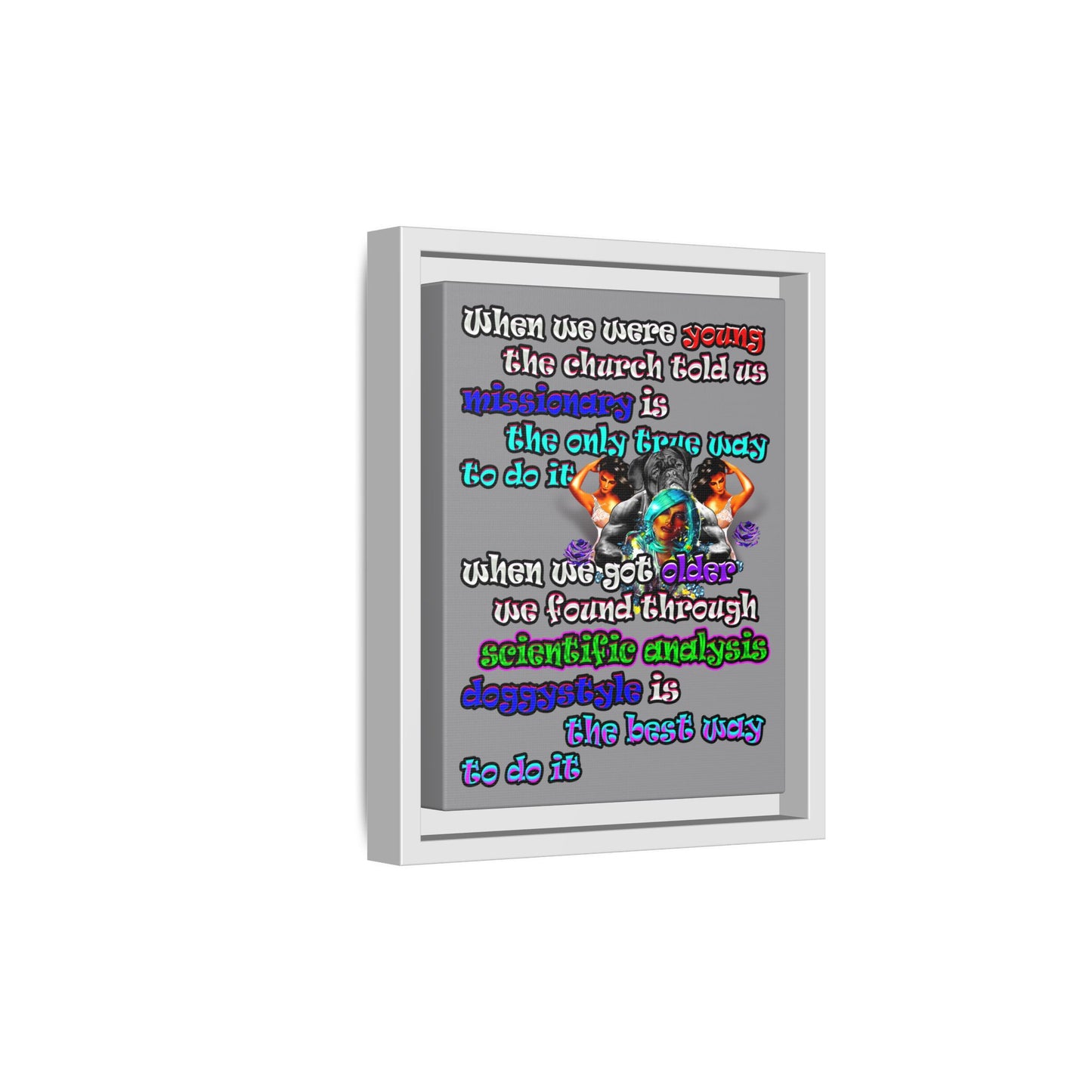 doggystyle - framed canvas art (grey)