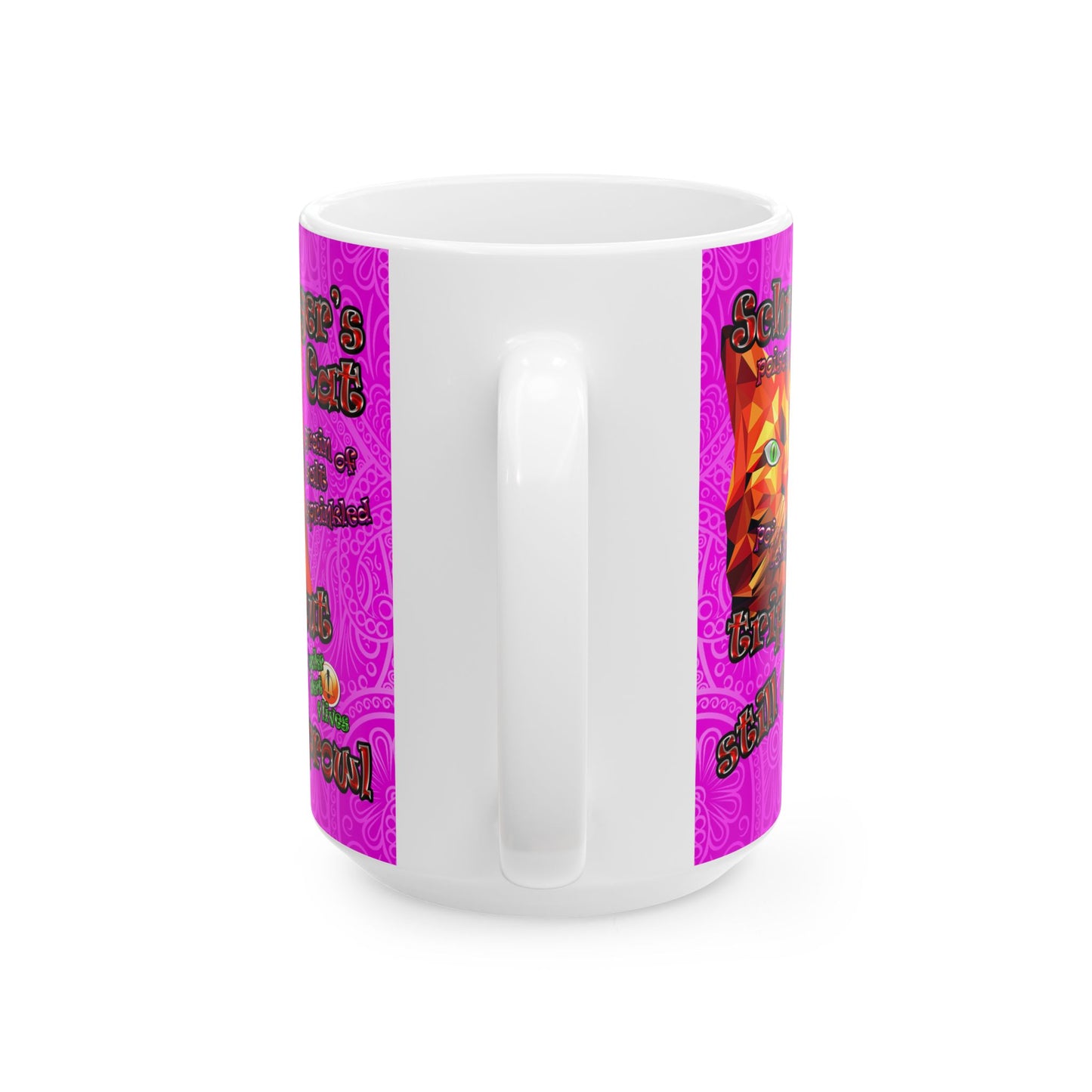 schrodinger's cat - White Mug (pink swirl)