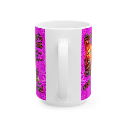 schrodinger's cat - White Mug (pink swirl)