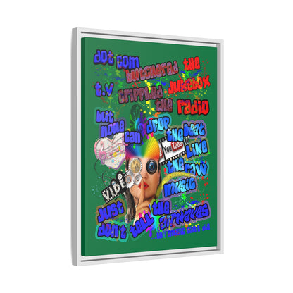 drop the beat - framed canvas art (dark green)