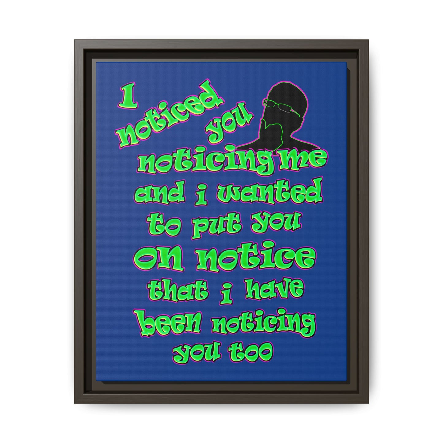 noticed you noticing - framed canvas art (dark blue)