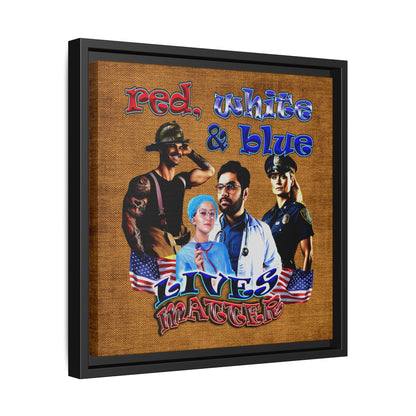 rw&b lives matter - framed canvas art (brown papyrus)