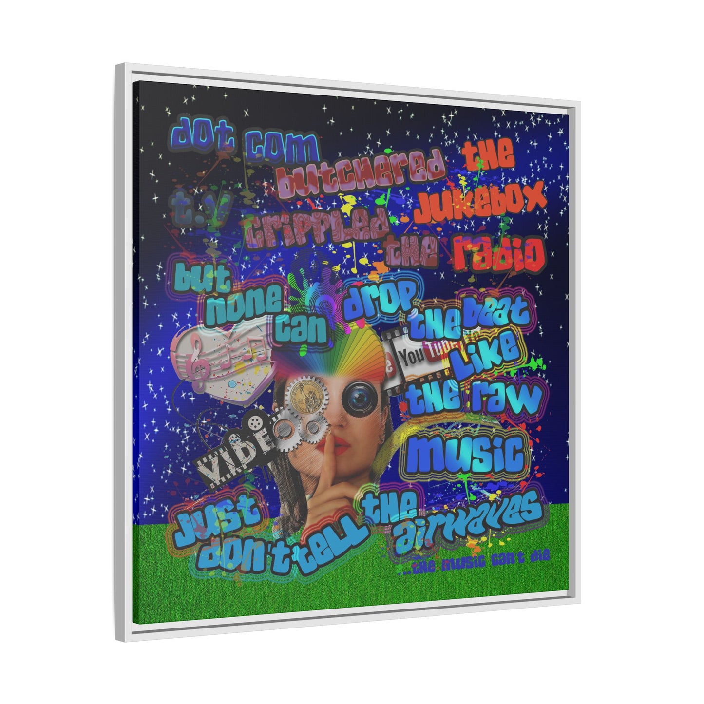 drop the beat - framed canvas art ('snoops' background)