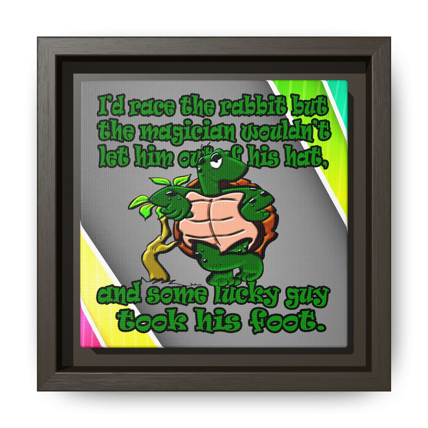 turtle race - framed canvas art (rainbow split)