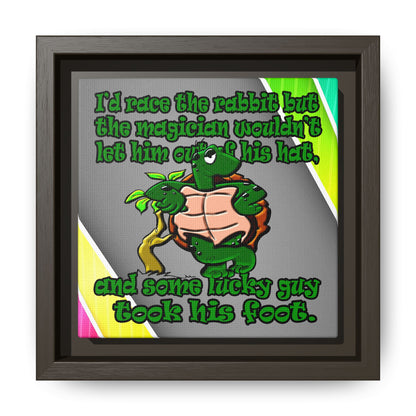 turtle race - framed canvas art (rainbow split)
