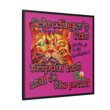 schrodinger's cat - framed canvas art (pink)