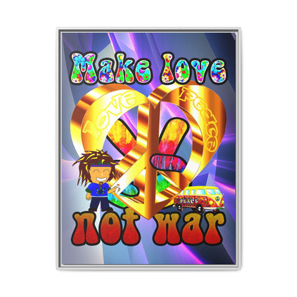 love peace - framed canvas art (grey-pink wave)