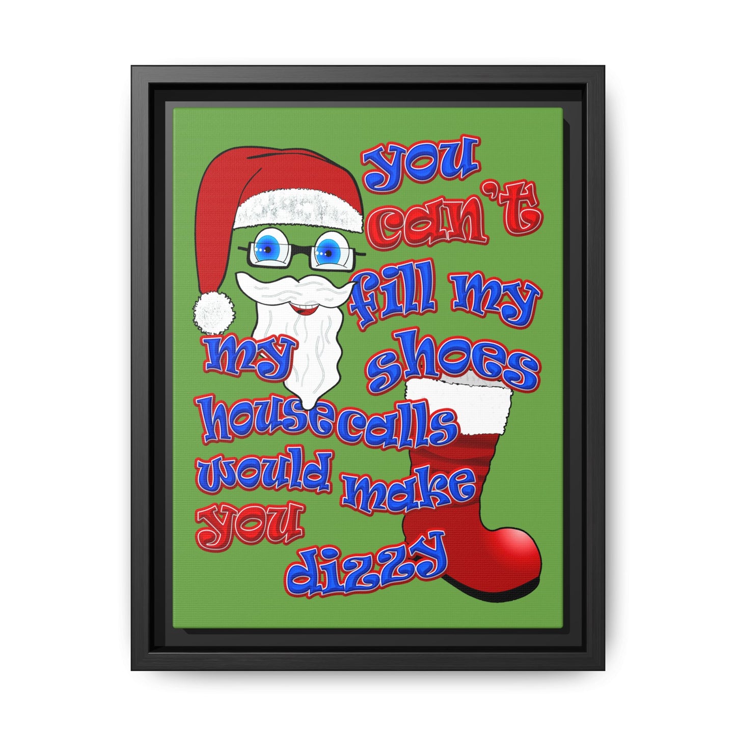 santa's shoes - framed canvas art (green)