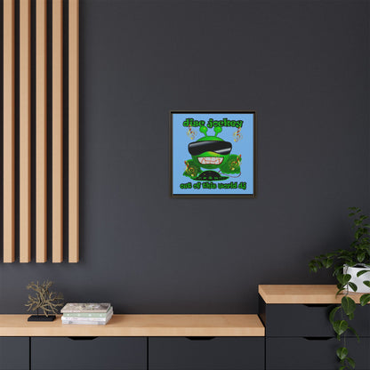 disc jockey - framed canvas art (light blue)