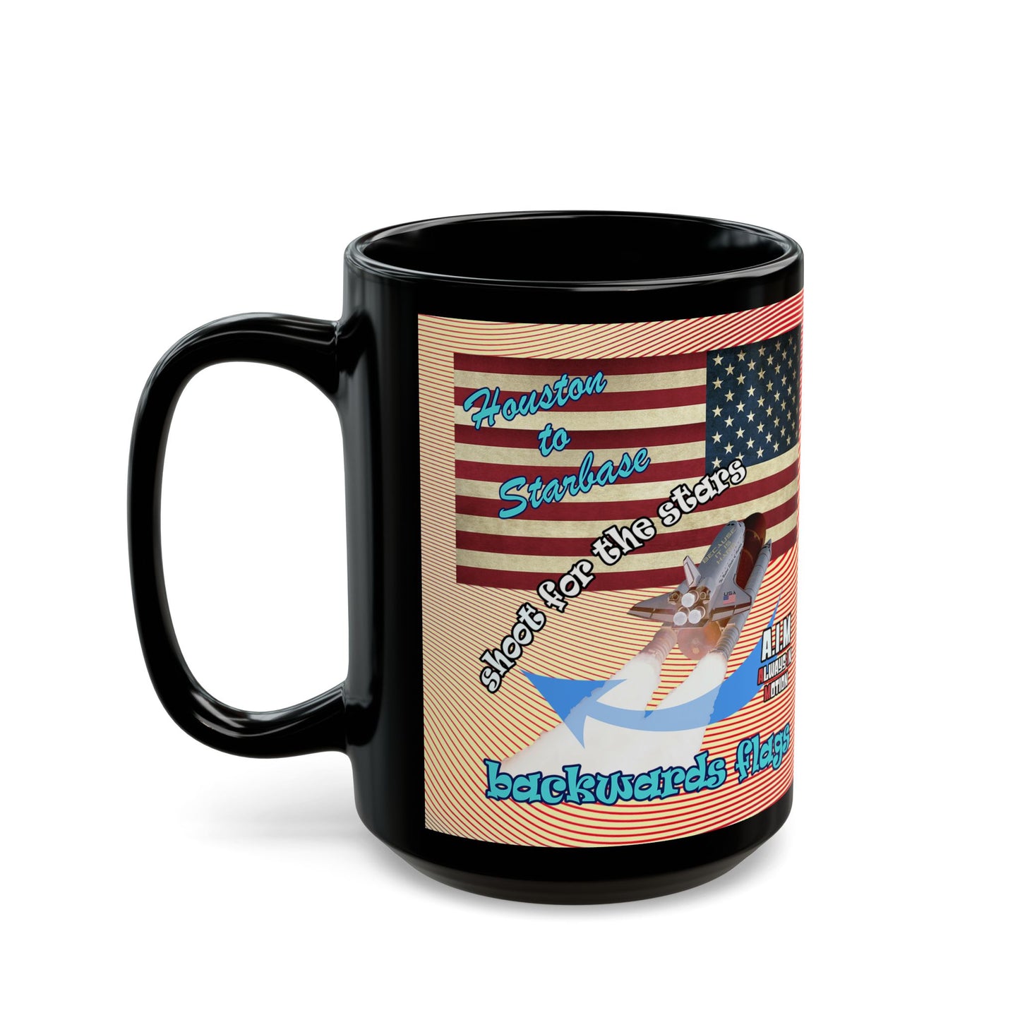 shoot for the stars - Black Mug (yellow-orange wave)