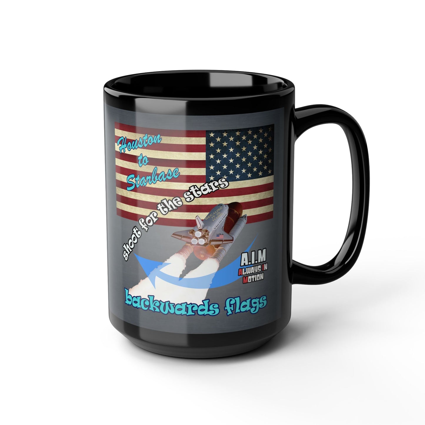 shoot for the stars - Black Mug (grey-light grey)