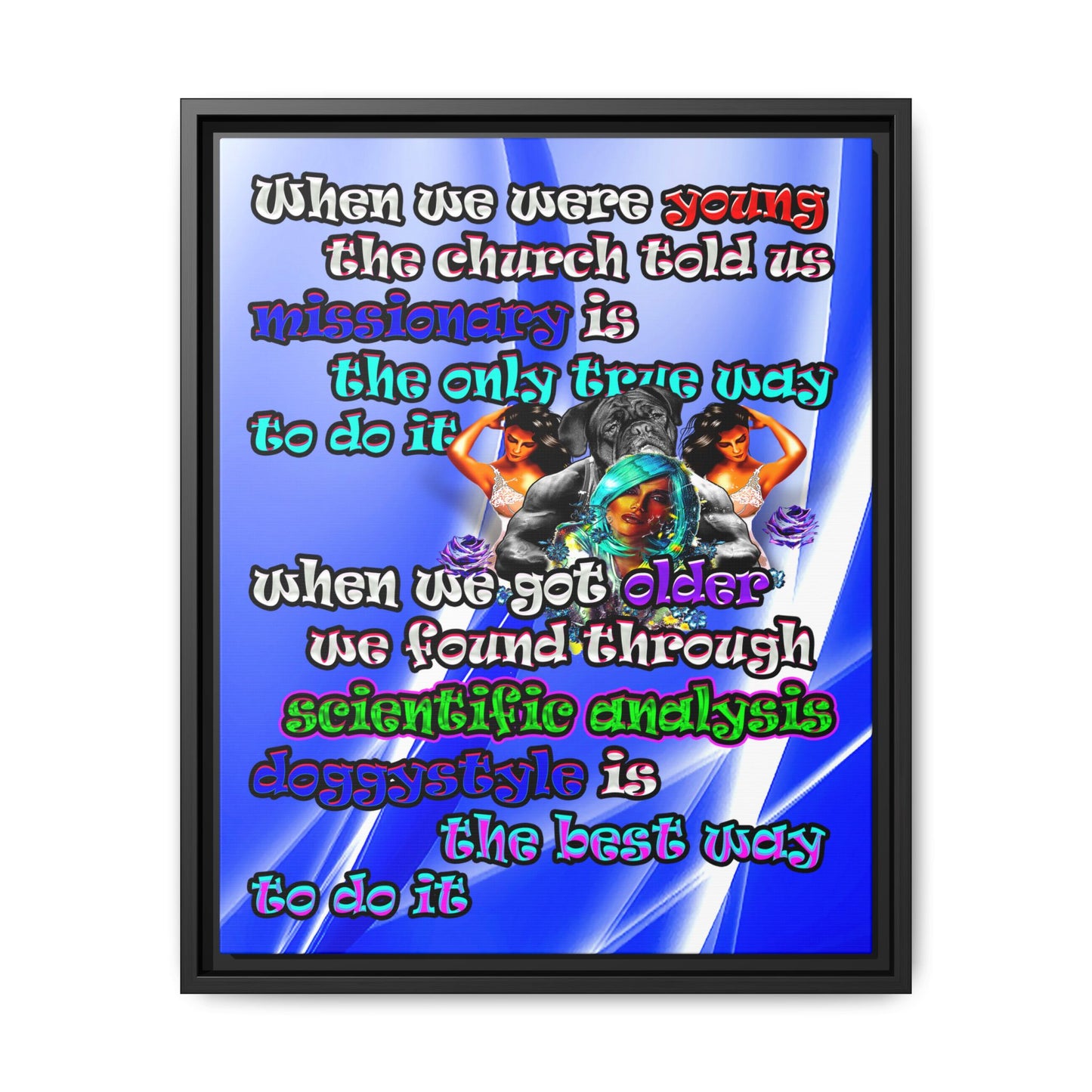 doggystyle - framed canvas art (blue-white wave)