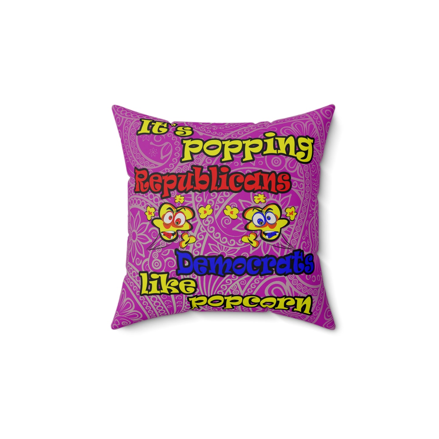 popping like popcorn - Faux Suede Square Pillow - (pink swirl)