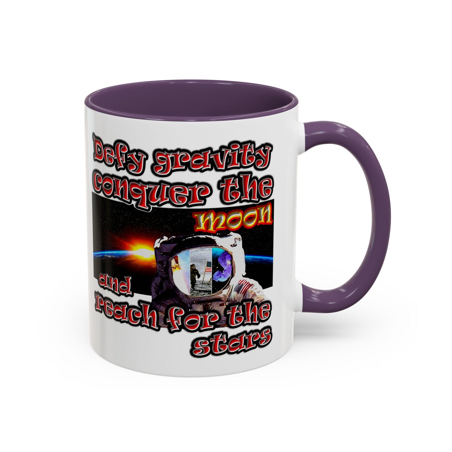defy conquer reach - Accent Mug (white)