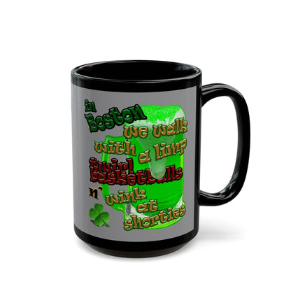 celtics logo - Black Mug (grey)