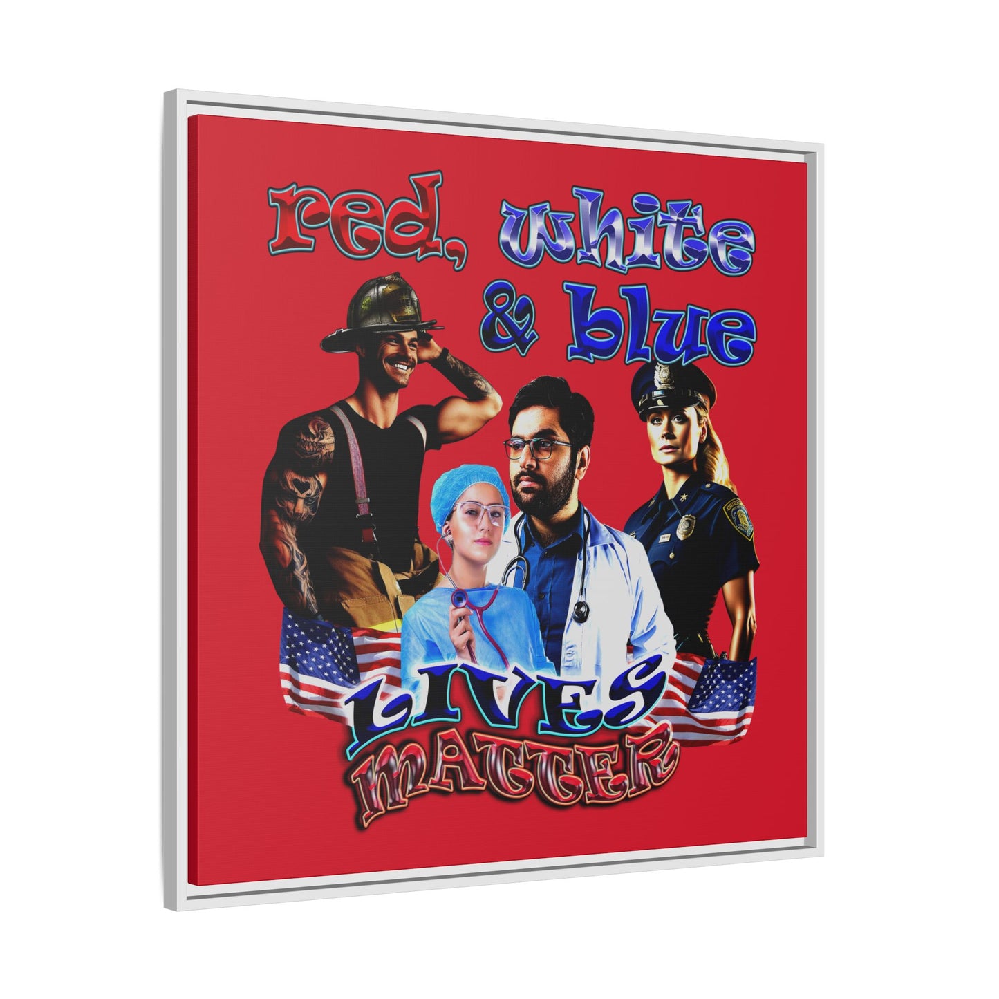 rw&b lives matter - framed canvas art (dark red)