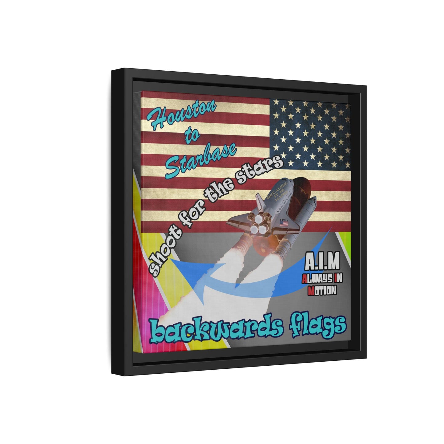 shoot for the stars - framed canvas art (rainbow split)