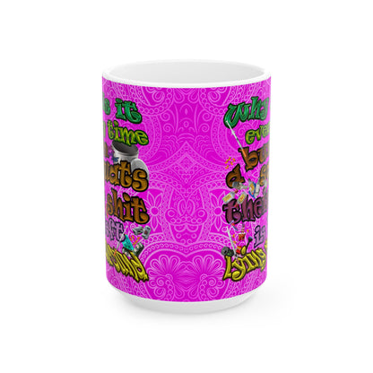 the bum's shit - White Mug (pink swirl)