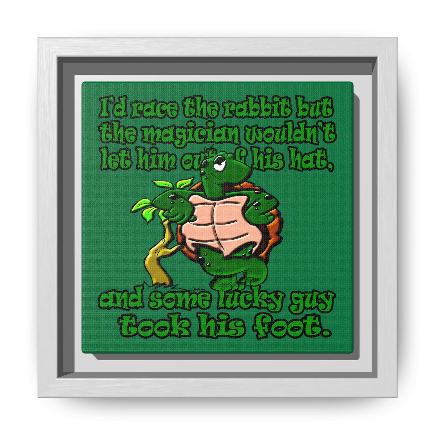 turtle race - framed canvas art (dark green)