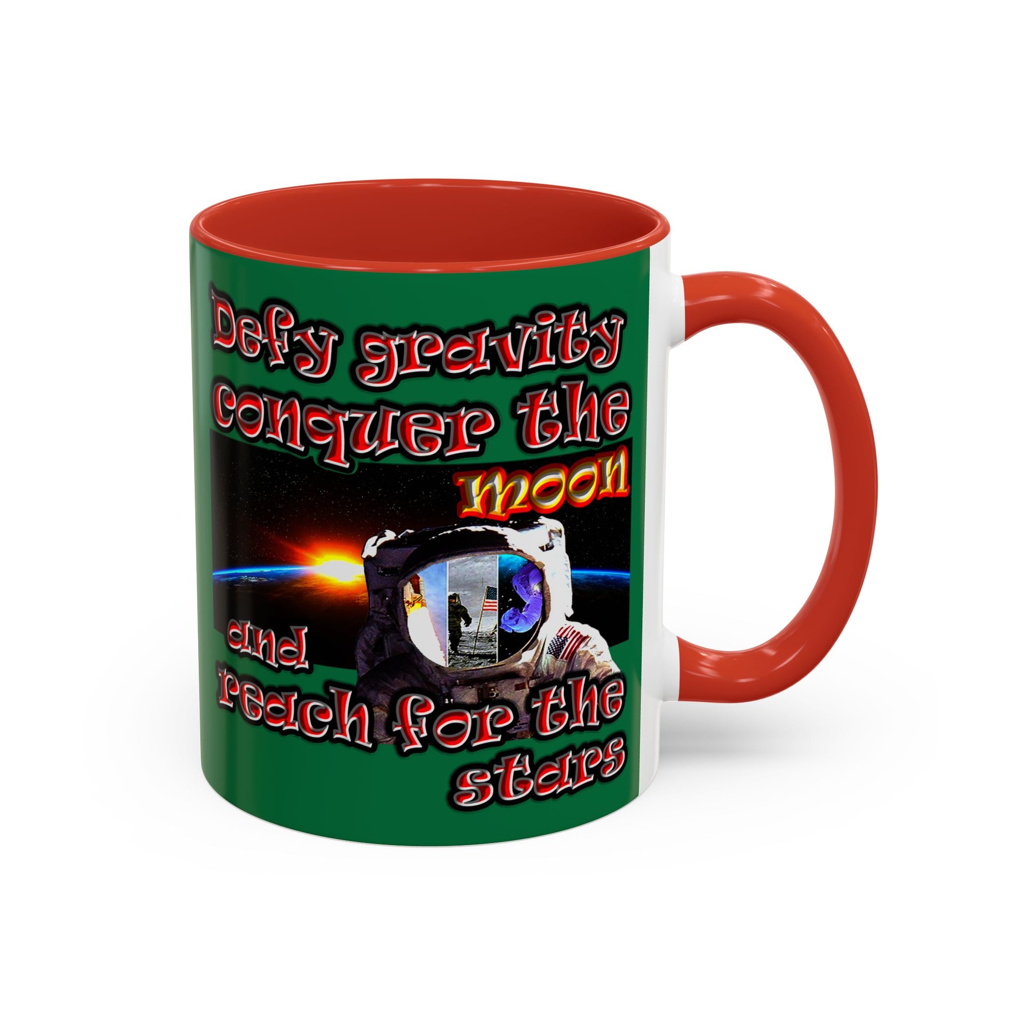 defy conquer reach - Accent Mug (dark green)