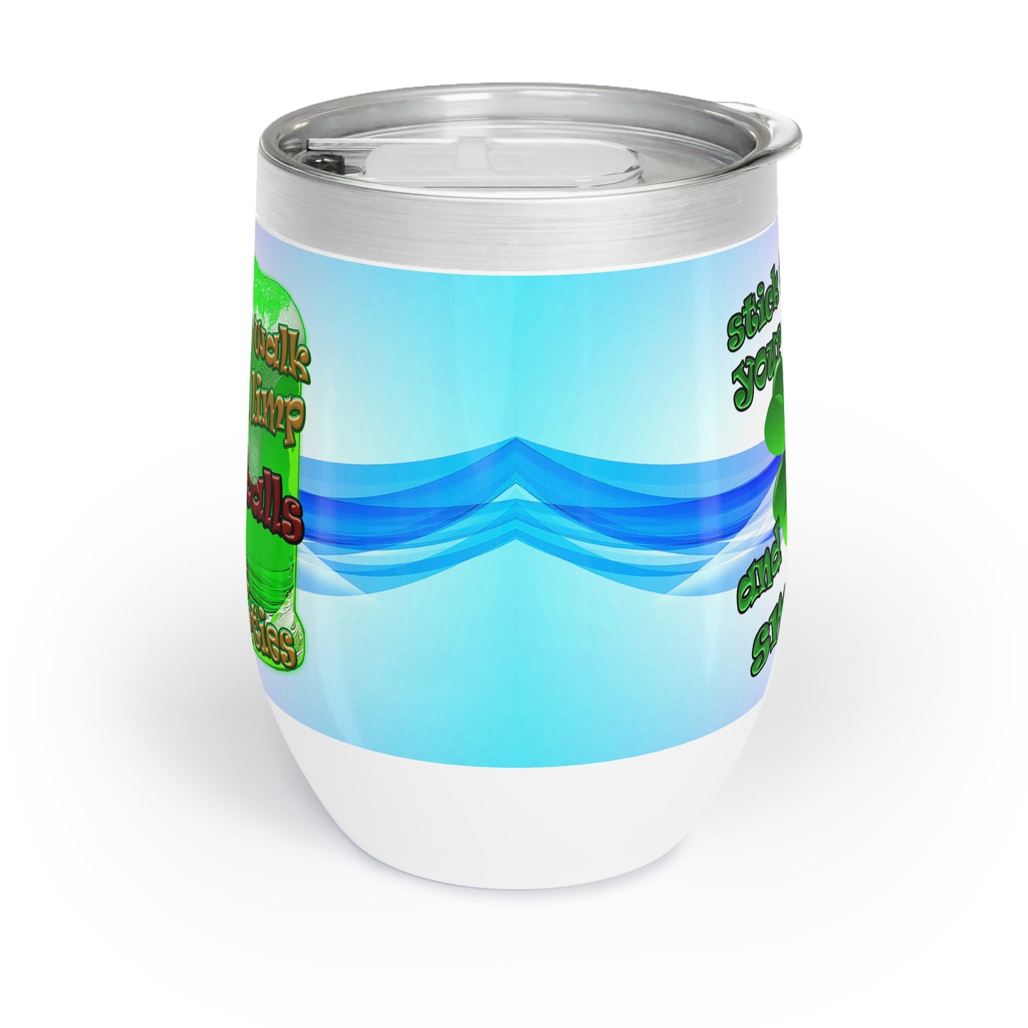 celtics logo - Chill Wine Tumbler (light blue-pink wave)