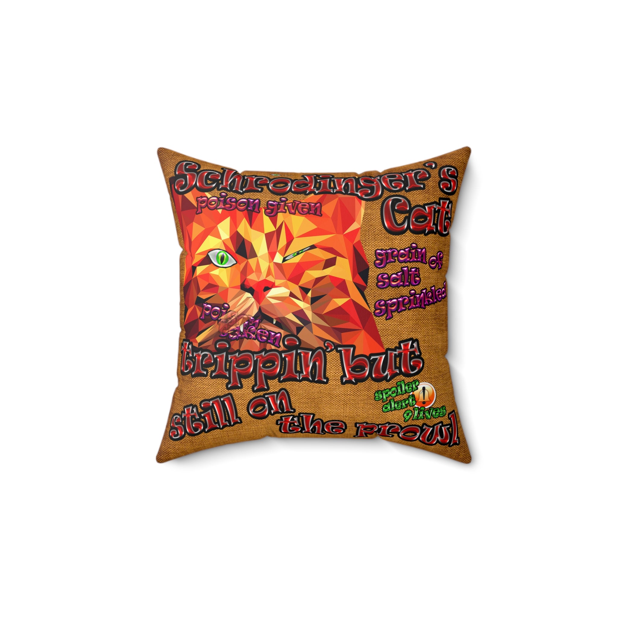 schrodinger's cat - Spun Polyester Square Pillow - (dichromatic brown papyrus)