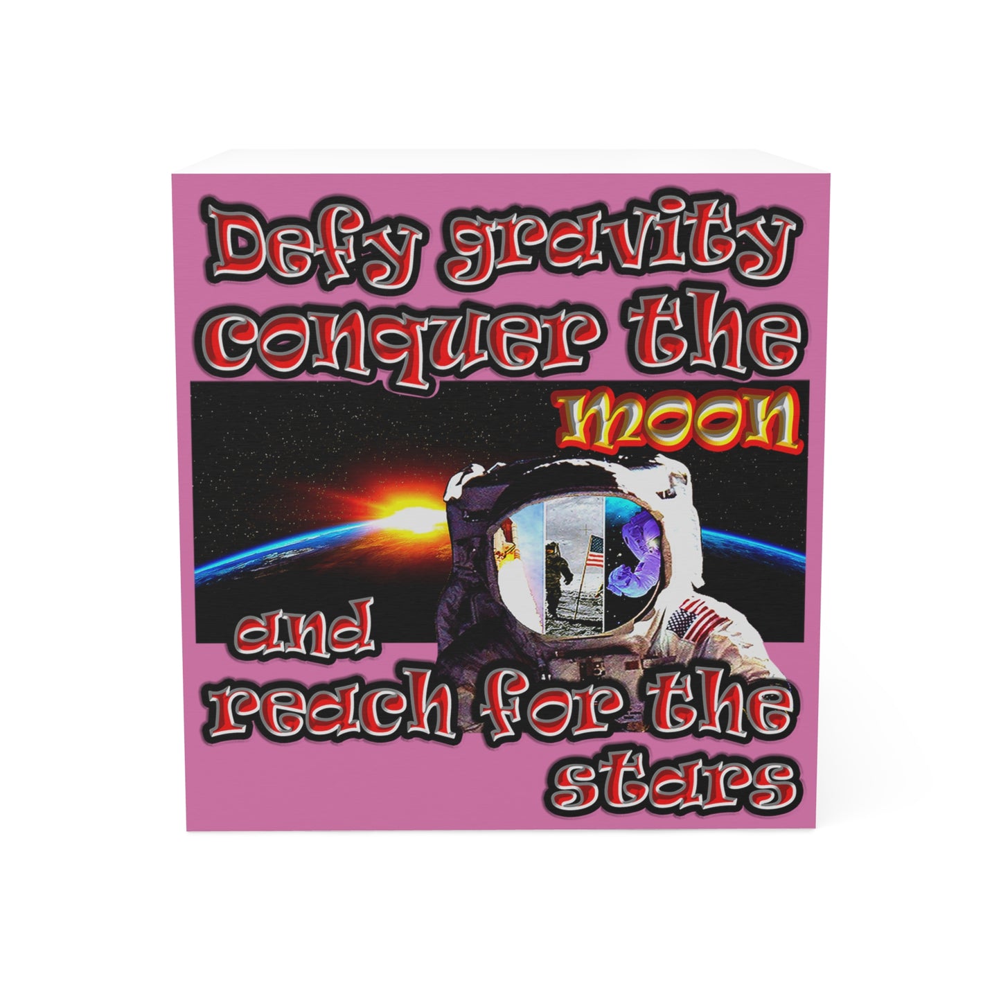 defy conquer reach - note cube (light pink)