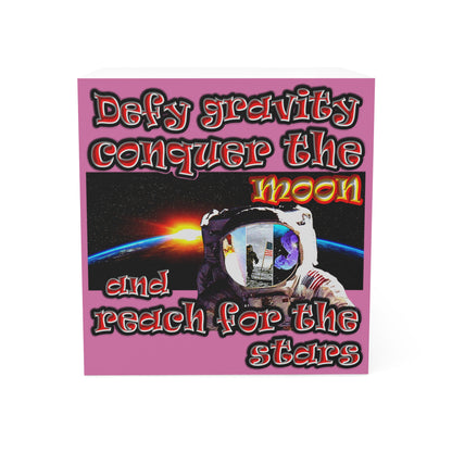 defy conquer reach - note cube (light pink)