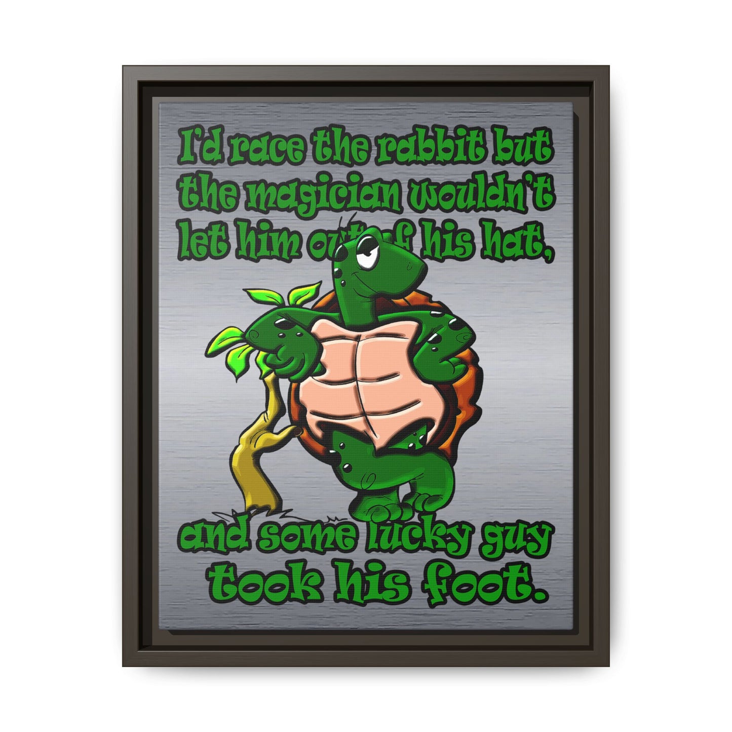turtle race - framed canvas art (brushed nickel)