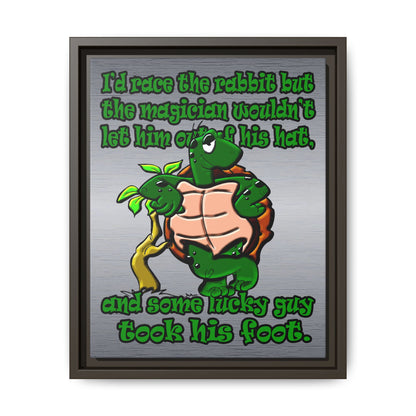 turtle race - framed canvas art (brushed nickel)