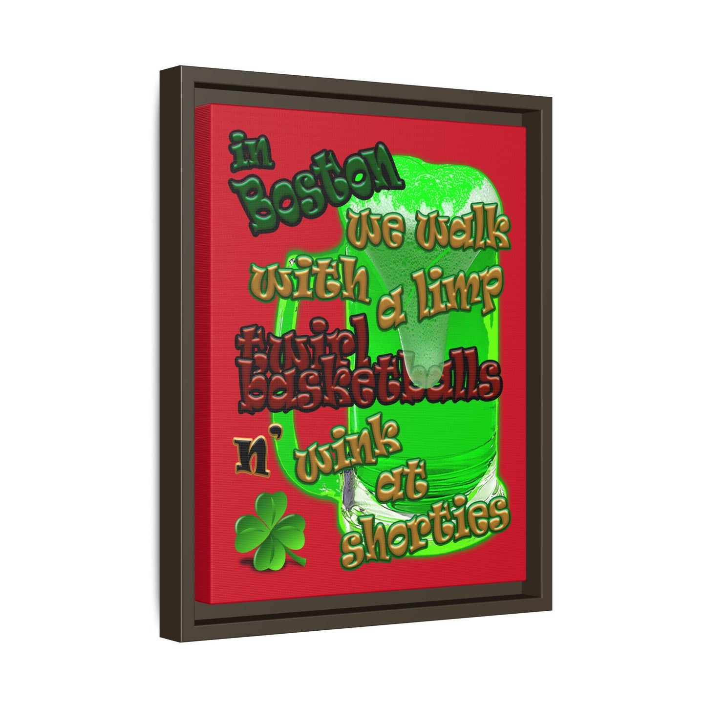 celtics logo - framed canvas art (dark red)