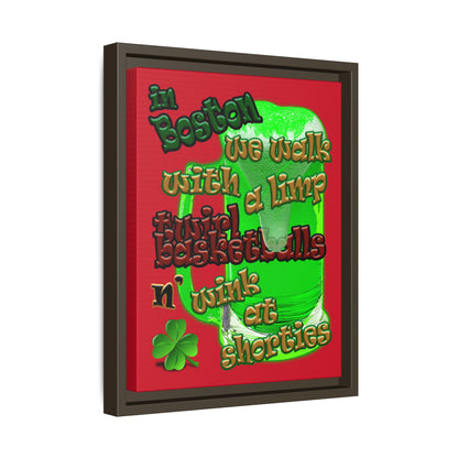 celtics logo - framed canvas art (dark red)