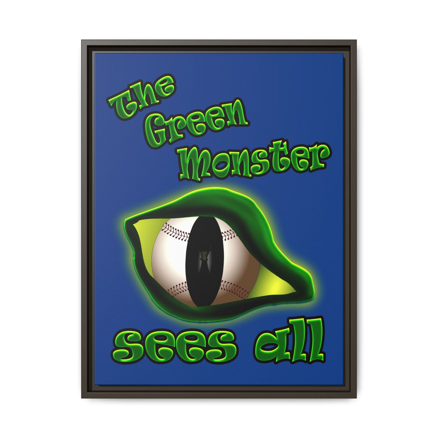 green monster - framed canvas art (dark blue)