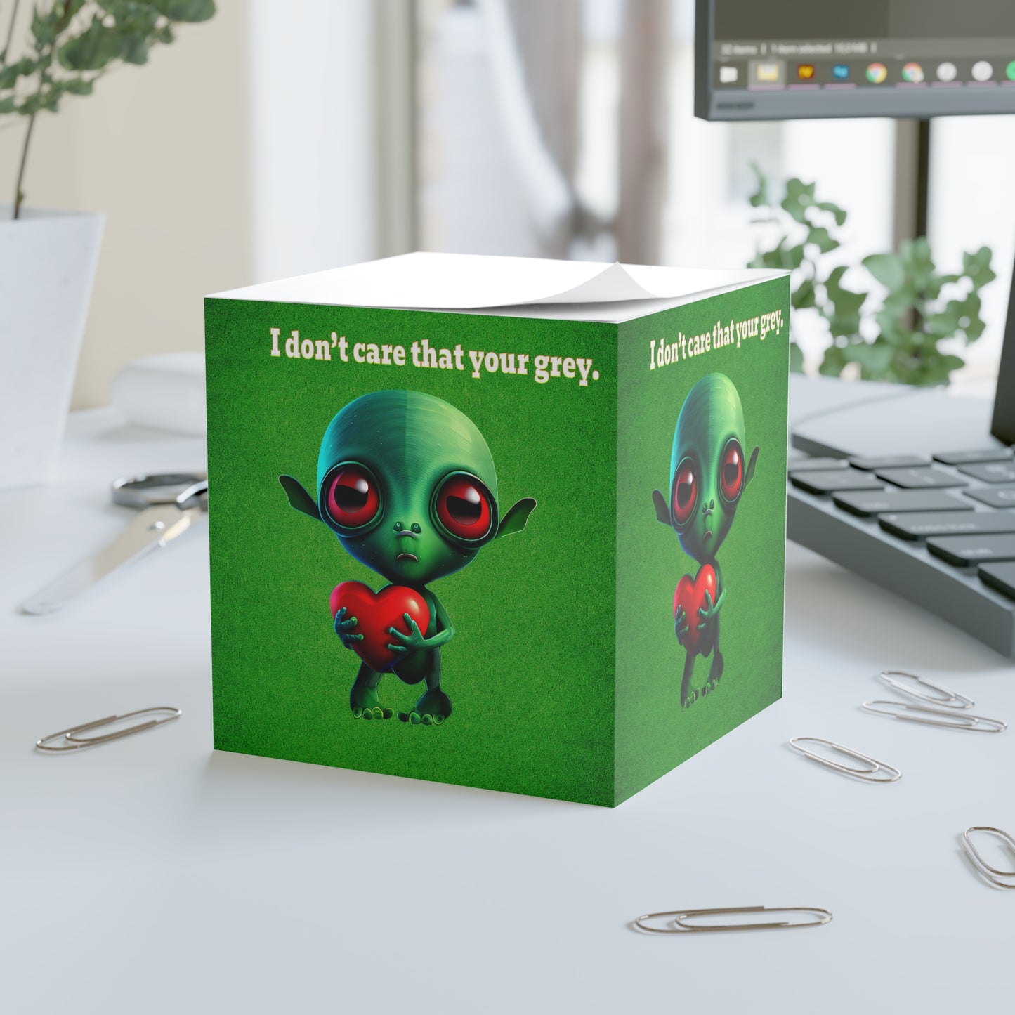 I don't care that your grey - note cube (green turf)