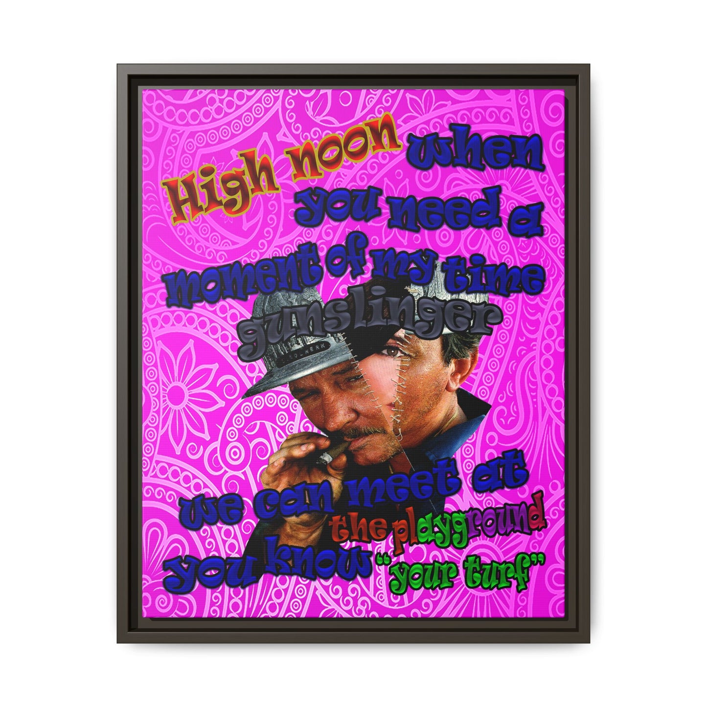 high noon - framed canvas art (pink swirl)