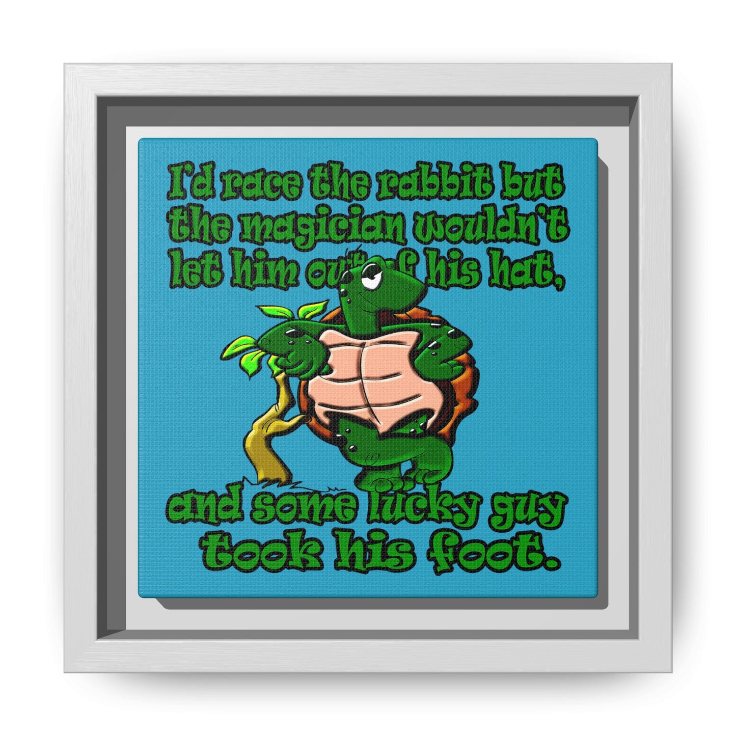 turtle race - framed canvas art (turquoise)