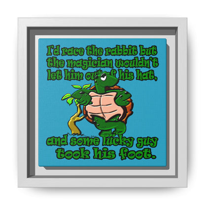 turtle race - framed canvas art (turquoise)