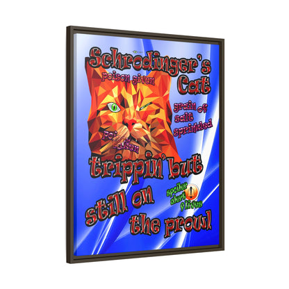 schrodinger's cat - framed canvas art (blue-white wave)
