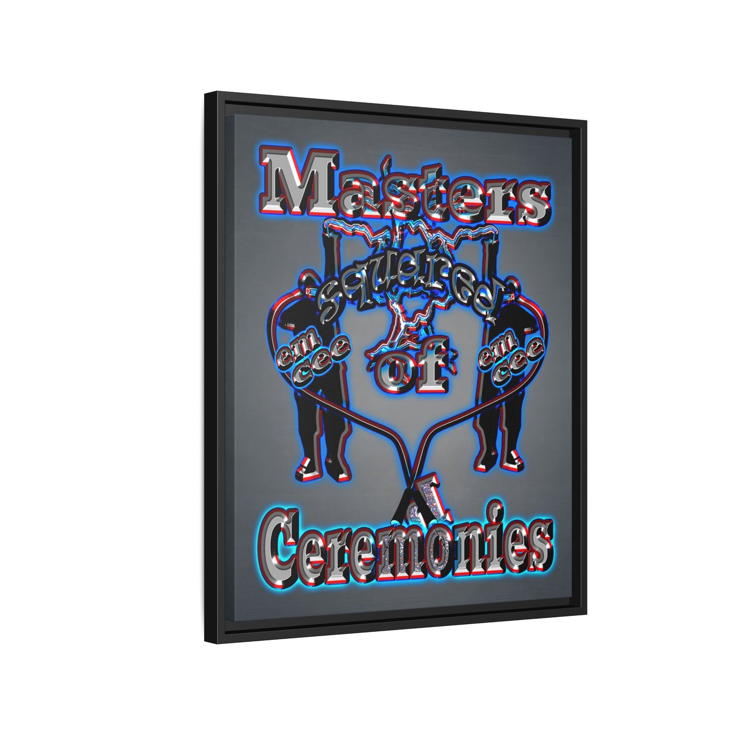 em cee squared - framed canvas art (grey-light grey)
