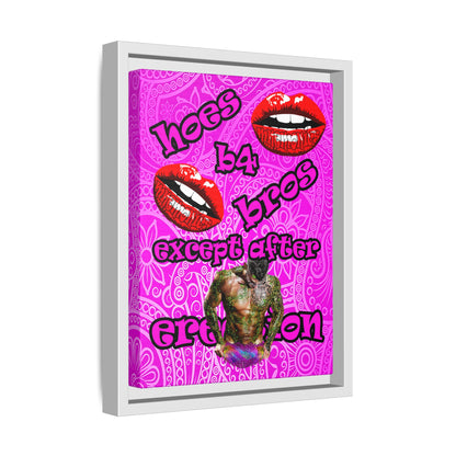 hoes b4 bros - framed canvas art (pink swirl)