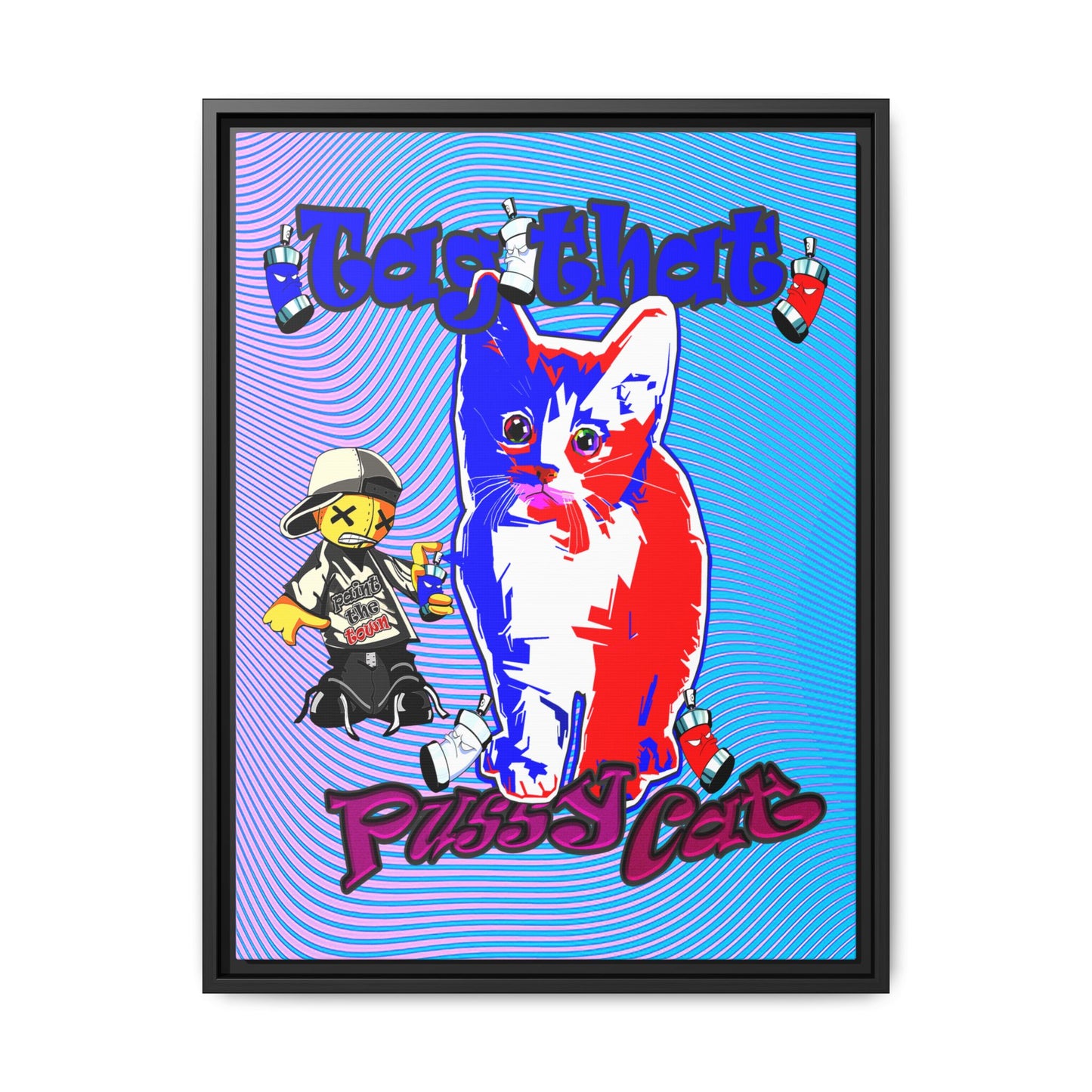tag that - framed canvas art (light blue-purple wave)